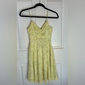 Bright Yellow Lace Dress w/ Floral Design